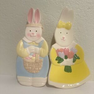 HERMITAGE POTTERY | VINTAGE CERAMIC EASTER BUNNY RABBITS SET OF 2